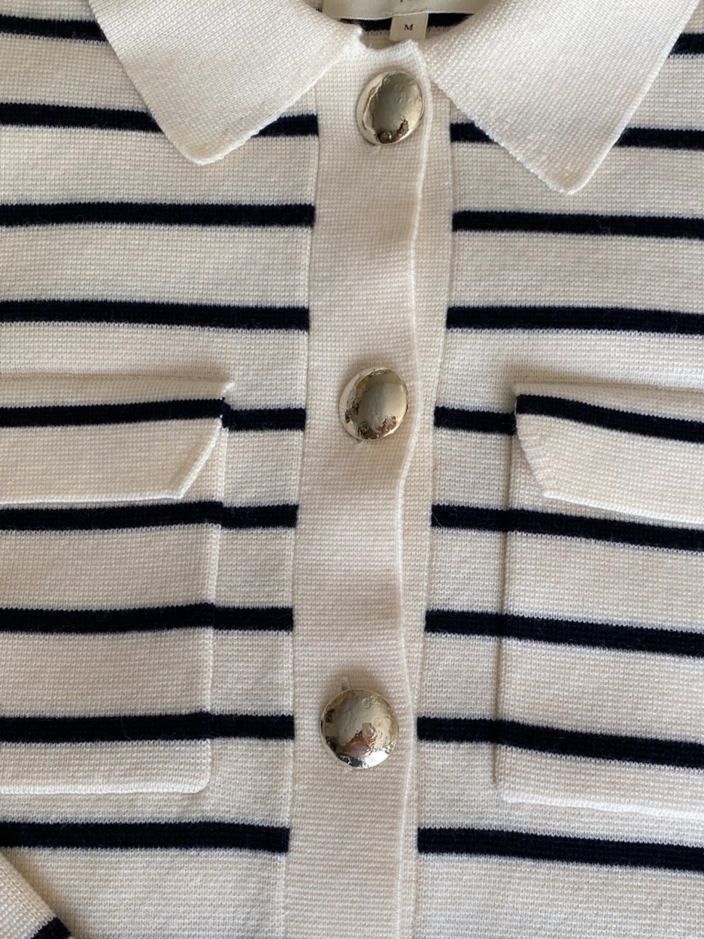 Betty Cardigan Ecru/Navy Stripe (M) - Picture 5 of 11